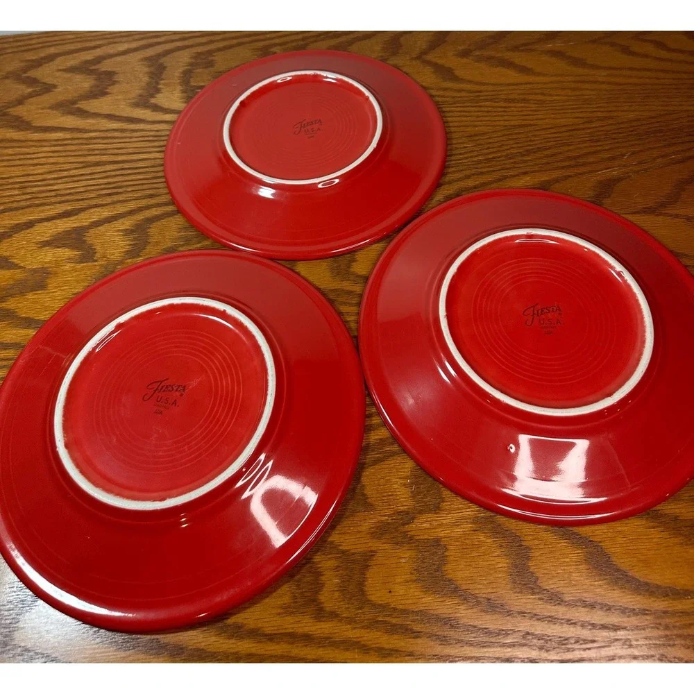 Retired Fiesta Scarlet Red Luncheon Plates Ceramic Homer Laughlin Lead Free
